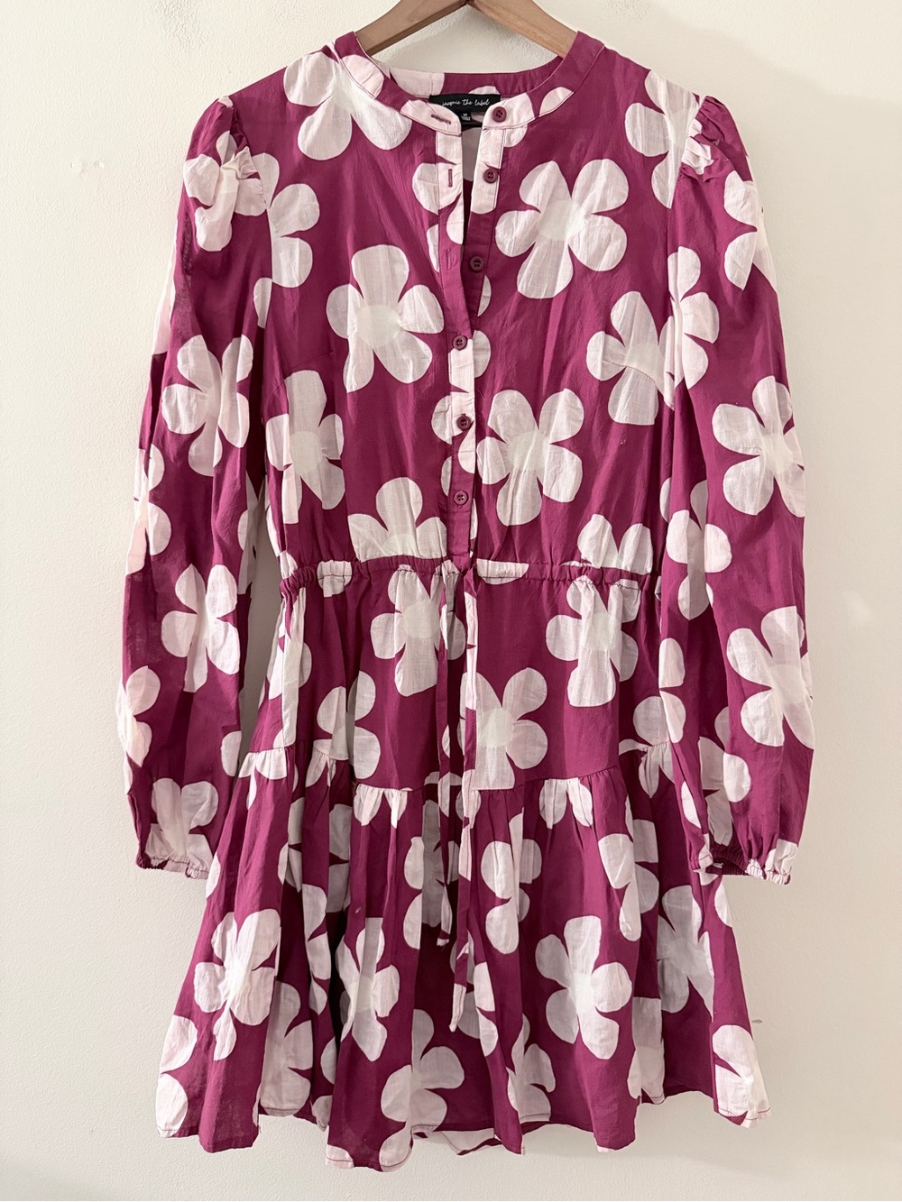 jacquie the label dress big floral print tiered long sleeve M